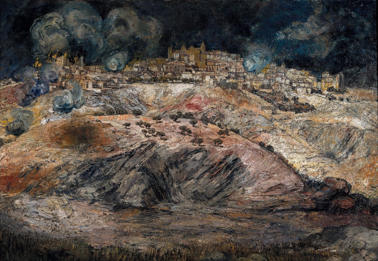 Spansk borgerkrig (1936-1939): "Utsikt over Toledo i flammer" av Ignacio Zuloaga y Zabaleta