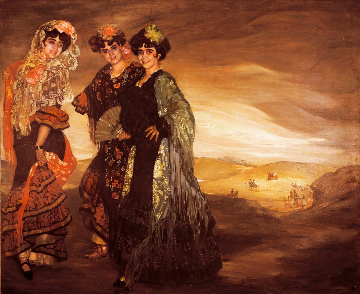 De tre søskenbarna (med tradisjonelle spanske kostymer til dansere) ca. 1903 (olje på lerret) av Ignacio Zuloaga y Zabaleta