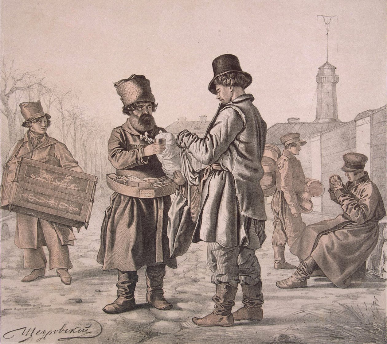 Street Sbiten-selger fra serien These Are Our People, 1842 av Ignati Stepanovich Shchedrovsky