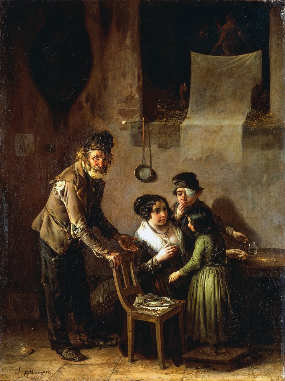 Familiegruppe, av Ignazio Manzoni (1799-1888), olje på lerret av Ignazio Manzoni