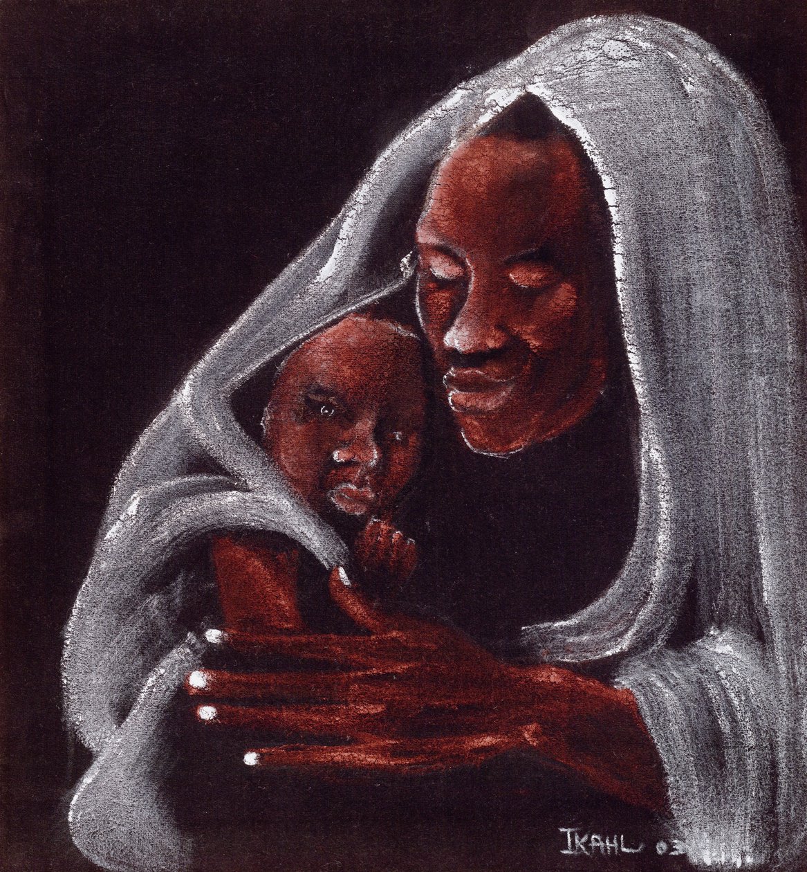 Far og sønn, 2003 (olje på semsket skinn) av Ikahl Beckford