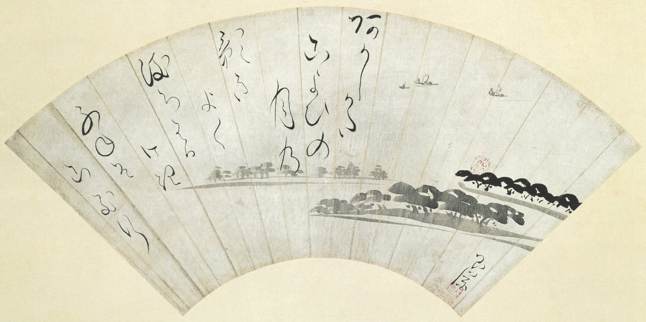 Akashi Bay, sent på 1700-tallet (blekk på papirstørrelse med glimmer) av Ike Gyokuran