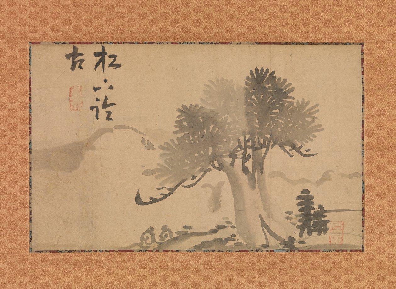 Pine Tree and Calligraphy, slutten av 1700-begynnelsen av 1800-tallet. av Ike no Taiga