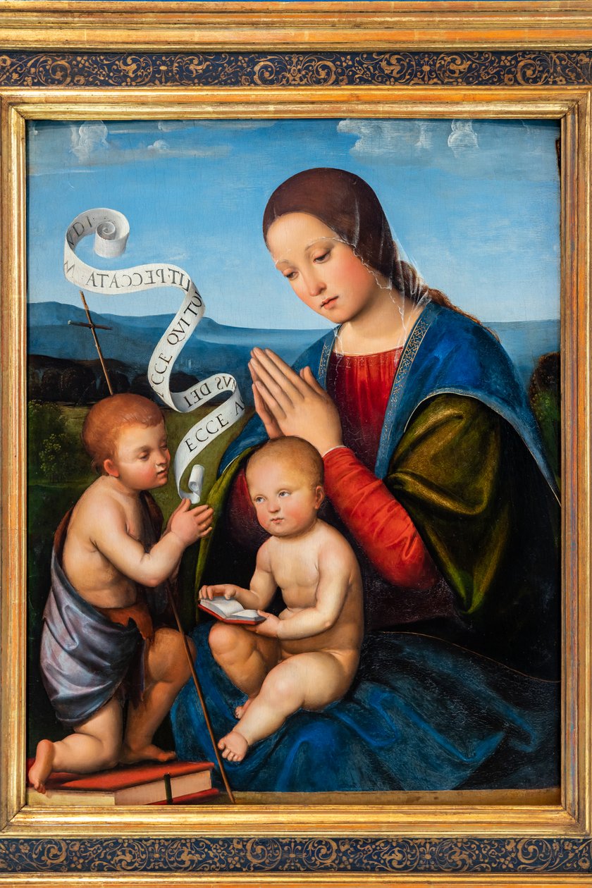 Jomfru Maria med spedbarnet Jesus og spedbarnet St. Johannes av Il Francia