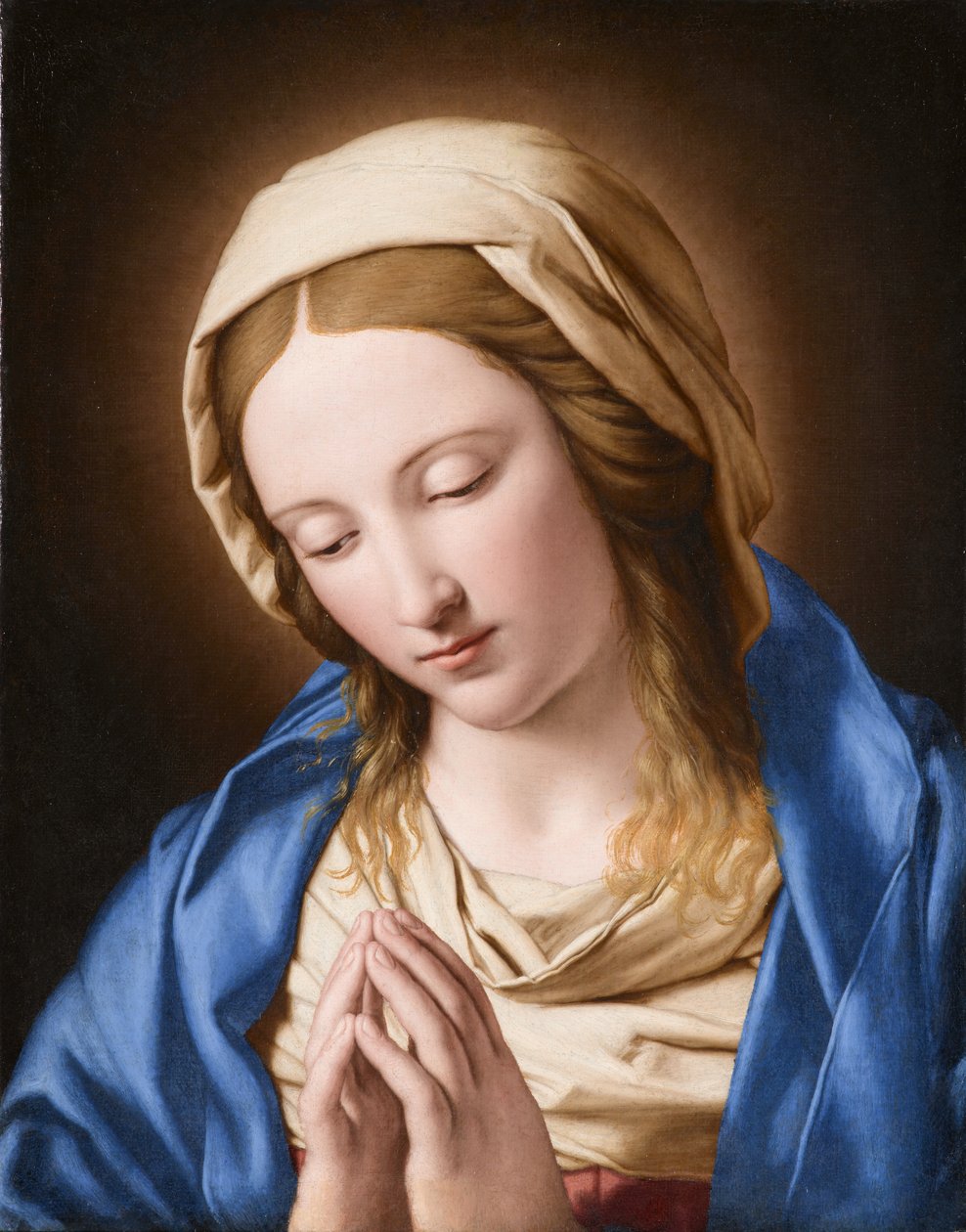 Jomfruen i bønn, ca. 1645-1655 (olje på lerret) av Il  Sassoferrato