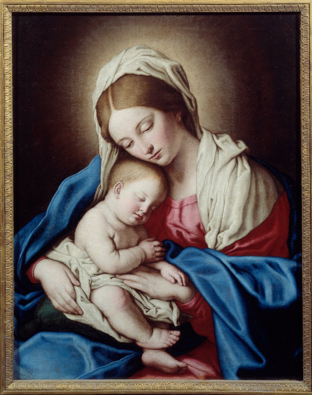 Jesusbarnets søvn. Maleri av Giovanni Battista Salvi kalt The Sassoferrato (1609-1685) Ec. Ital av Il  Sassoferrato