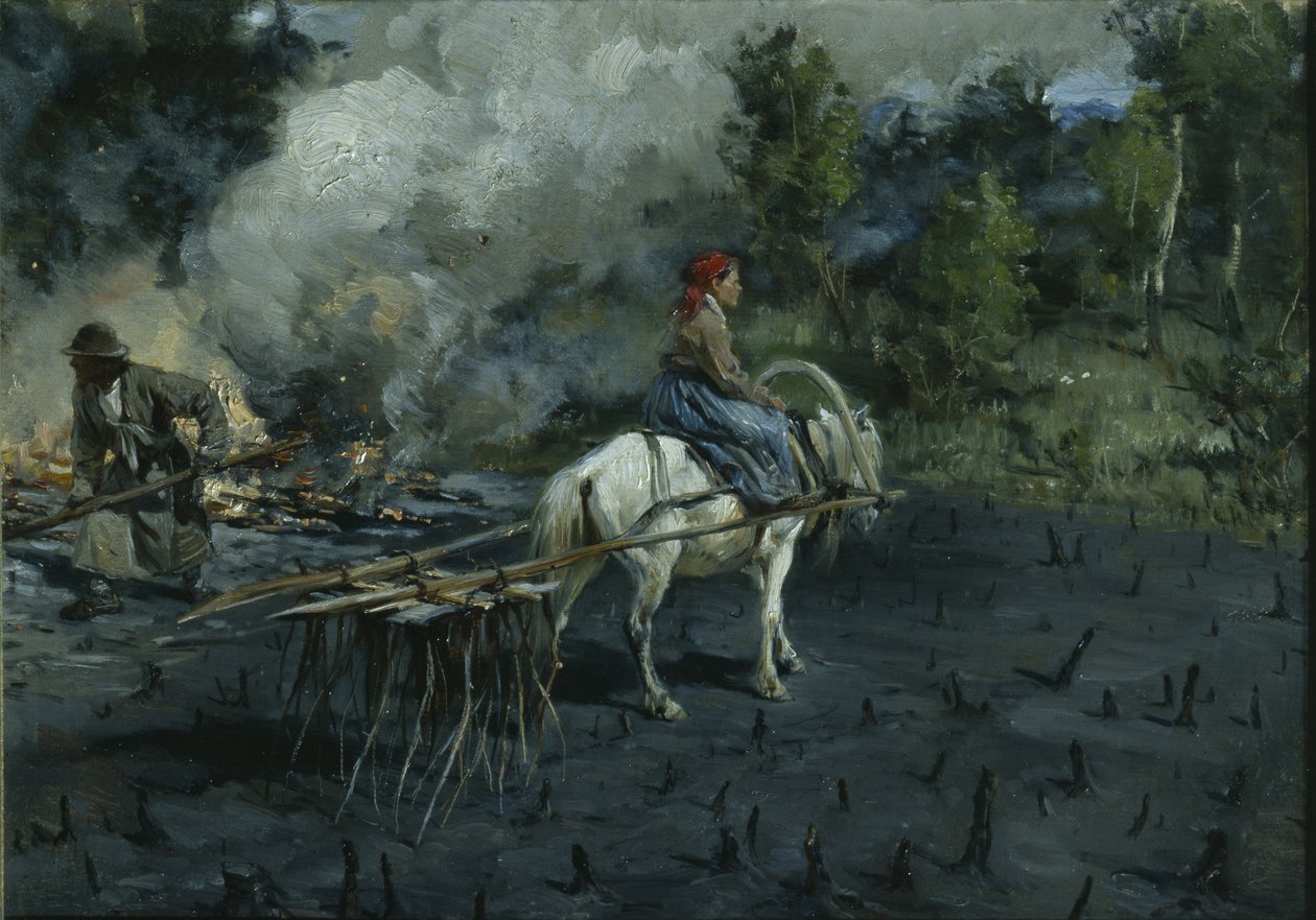 Jordforberedelse for linfrø i Vologda-regionen, 1873 av Illarion Mikhailovich Pryanishnikov