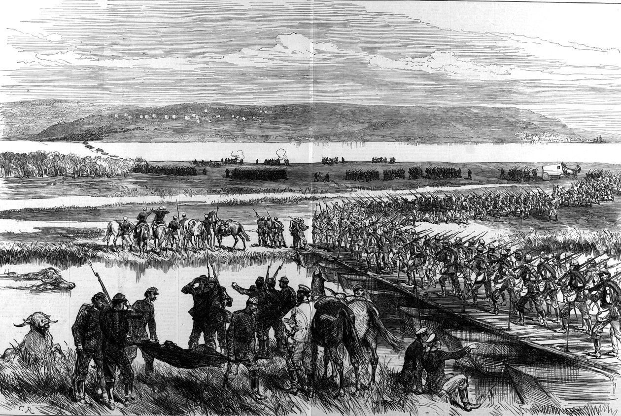 Russernes passage av Donau ved Simnitza av Illustrated London News