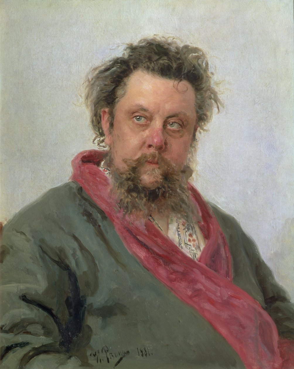 Portrett av Modest Petrovich Moussorgsky (1839-81) 1881 av Ilya Efimovich Repin