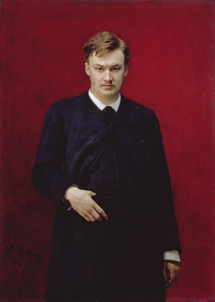 Portrett av komponisten Alexander Konstantinovich Glazunov (1865-1936) 1887 av Ilya Efimovich Repin