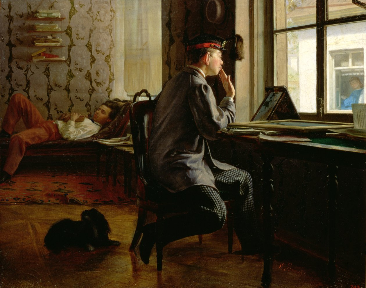 Forbereder til eksamen, 1864 av Ilya Efimovich Repin