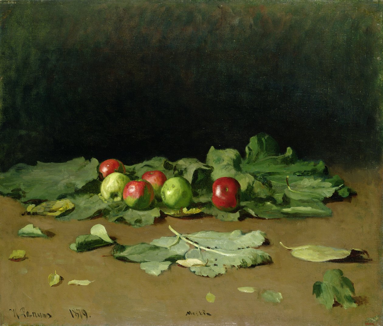 Stilleben av epler og blader, 1879 av Ilya Efimovich Repin