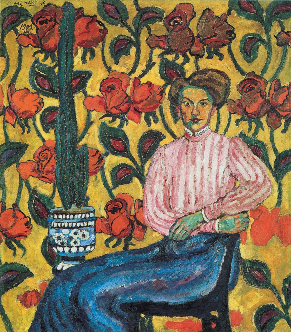 Portrett av Varvara Petrovna Vinogradova, 1909 av Ilya Ivanovich Mashkov
