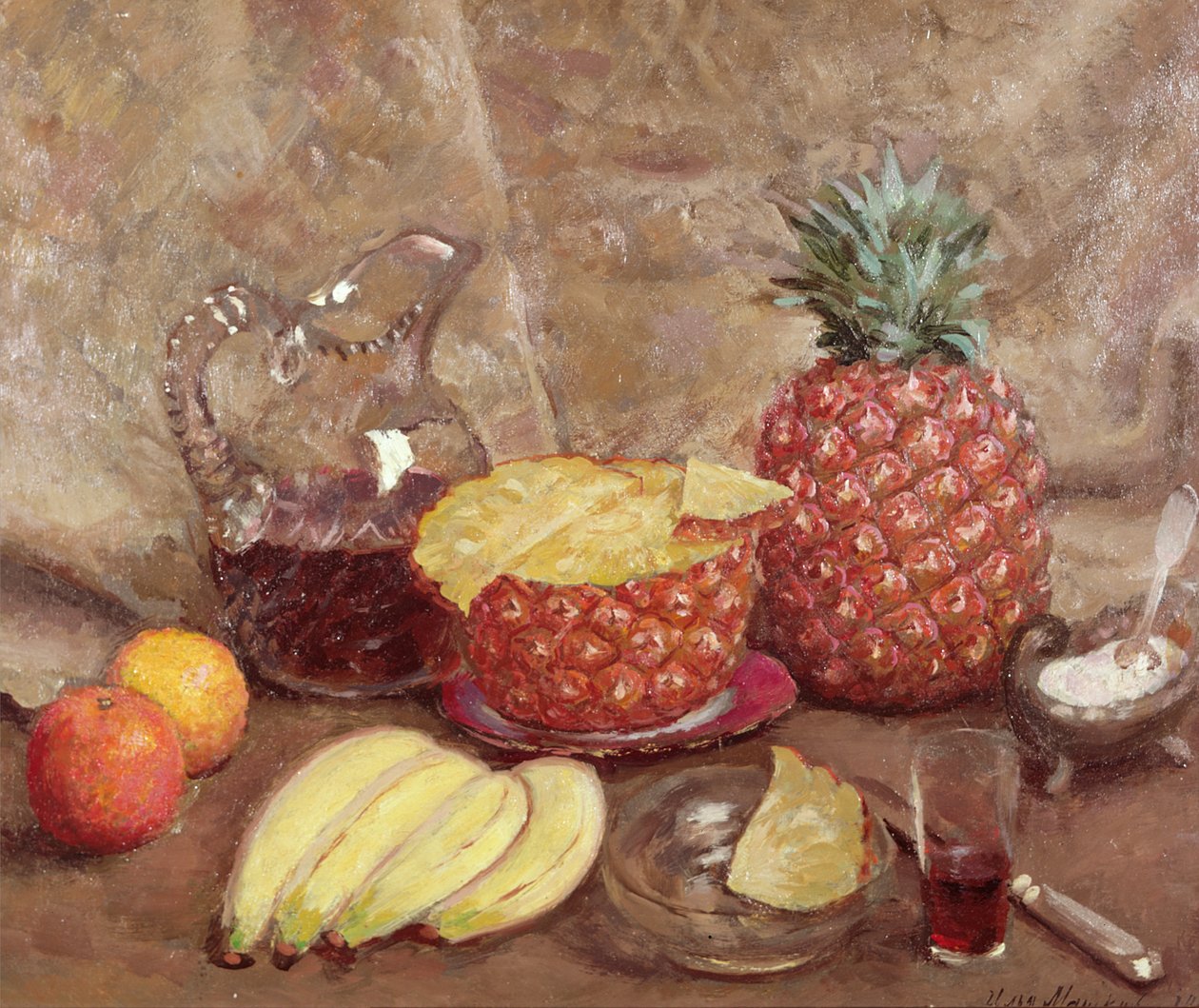 Stilleben med ananas, 1938 av Ilya Ivanovich Mashkov