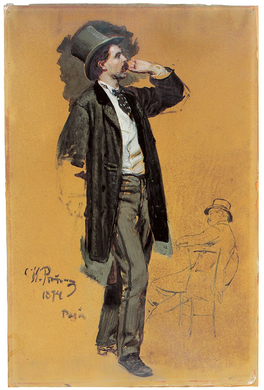En studie for "A Parisian Cafe" av Ilya Efimovich Repin