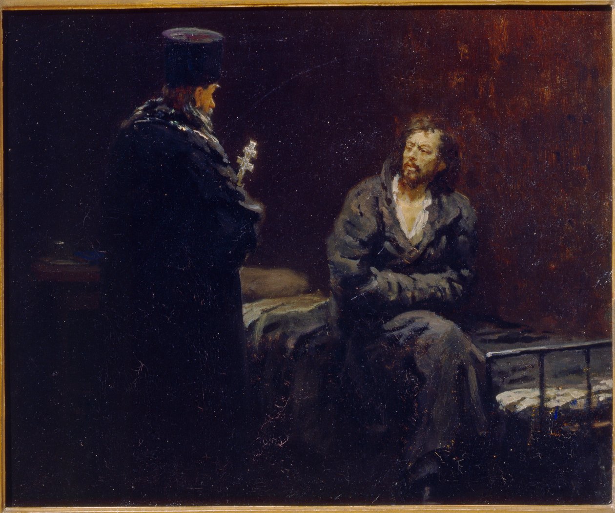 Før tilståelse. Maleri av Ilya Yefimovich Repin (Ilia Repin) (1844-1930), olje på lerret av Ilya Efimovich Repin