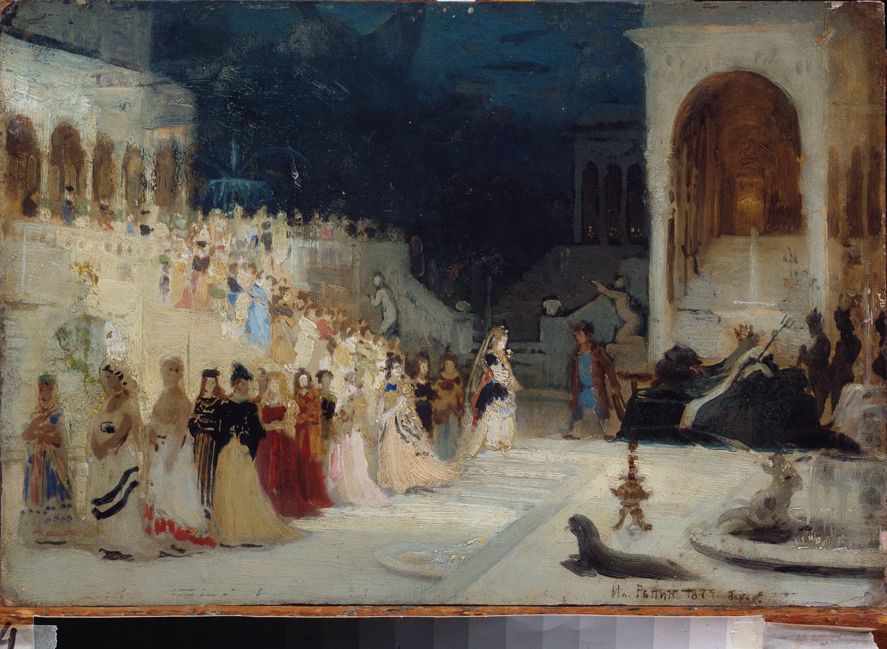 Dekor preparatoire pour l'opera """"Sadko"" de Nicolas (Nikolai) Rimski Korsakov (Rimski-Korsakov) (1844-1908). Peinture de Ilya Repin (Ilya Repine) (1844-1930), huile sur toile av Ilya Efimovich Repin