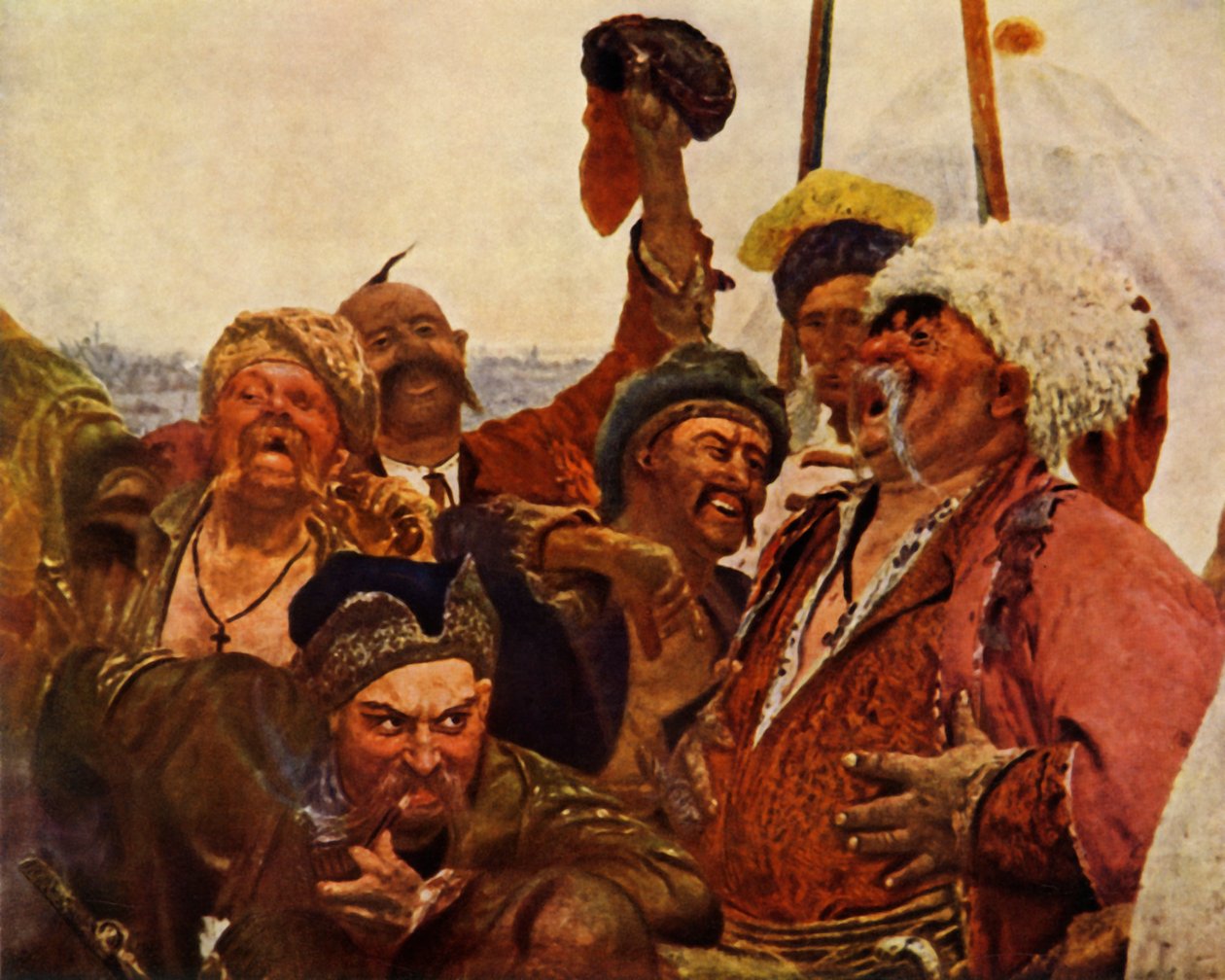 'Detalj om Zaporozhets som skriver et brev til den tyrkiske sultanen', 1880-1890, 1965. av Ilya Efimovich Repin