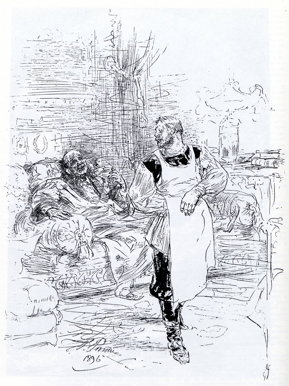 Illustrasjon til romanen The Death of Ivan Ilyich av Leo Tolstoy, 1896 av Ilya Efimovich Repin