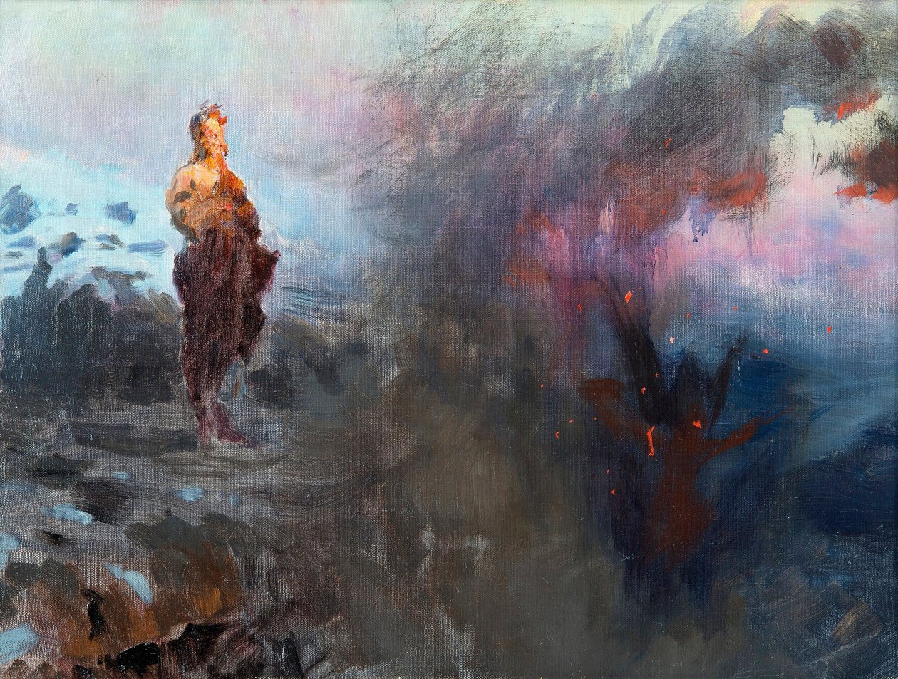 La tentation du Christ - The Temptation of Christ - Peinture de Ilya Yefimovich Repin (1844-1930), - Olje på lerret, 47x60 - Privat samling av Ilya Efimovich Repin
