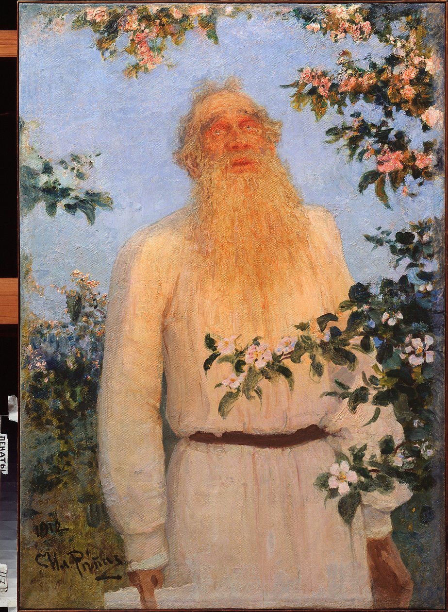 Portrett av forfatteren Lev Nikolayevich (Leo eller Leon Tolstoy) (Tolstoy) (1828-1910). Maleri av Ilya Repin (Ilia Repin) (1844-1930), olje på lerret av Ilya Efimovich Repin