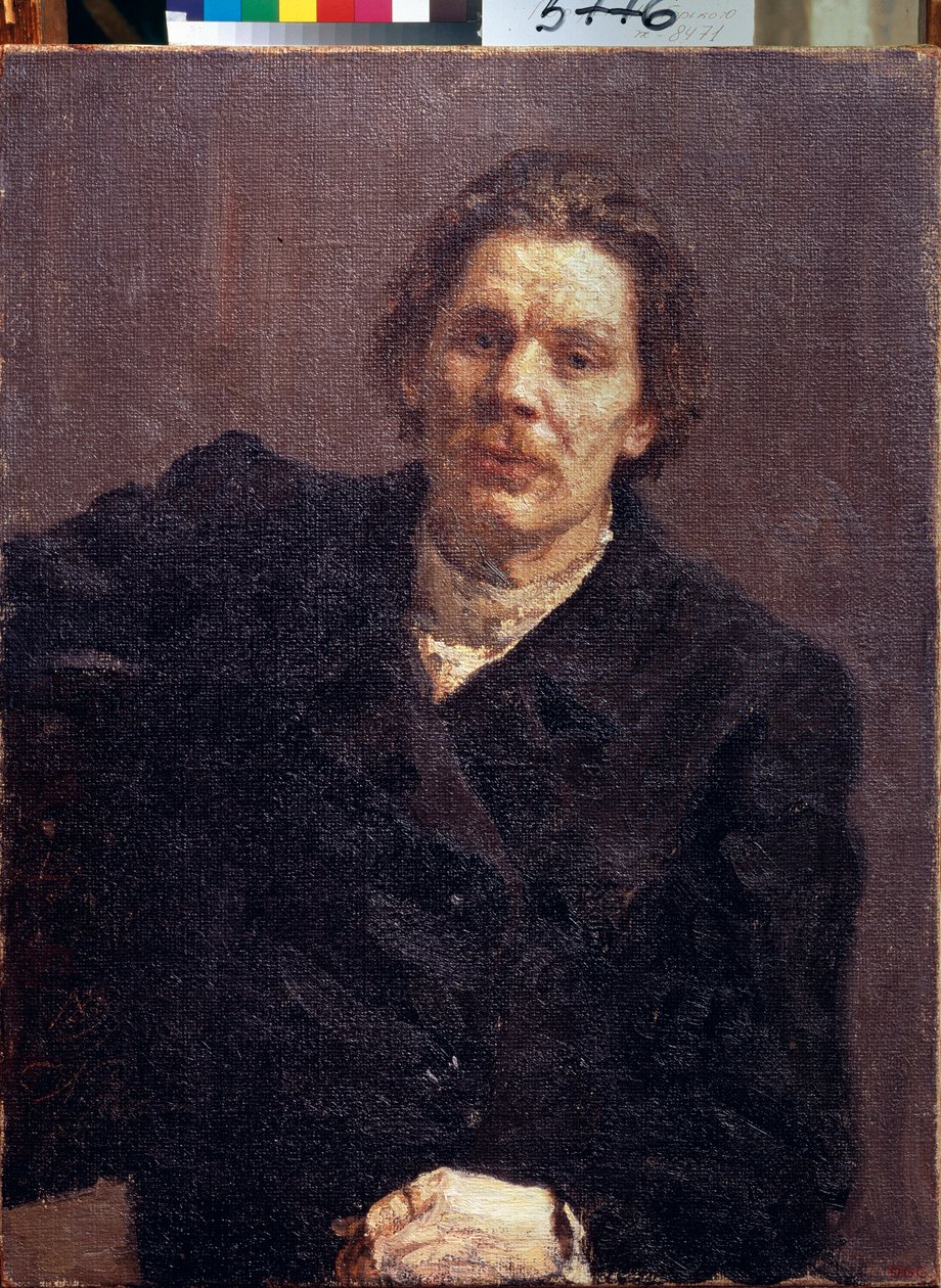 Portrett av forfatteren Maxime Gorki (1868-1939). (Portrett av forfatteren M. Gorky). Maleri av Ilya Repin (Ilia Repin) (1844-1930), olje på lerret av Ilya Efimovich Repin