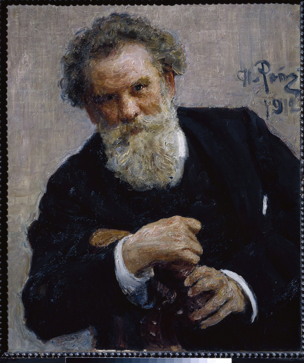 Portrett av forfatteren Vladimir Korolenko (1853-1921). (Portrett av forfatteren V. Korolenko). Maleri av Ilya Yefimovich Repin (Ilia Repin) (1844-1930), olje på lerret av Ilya Efimovich Repin