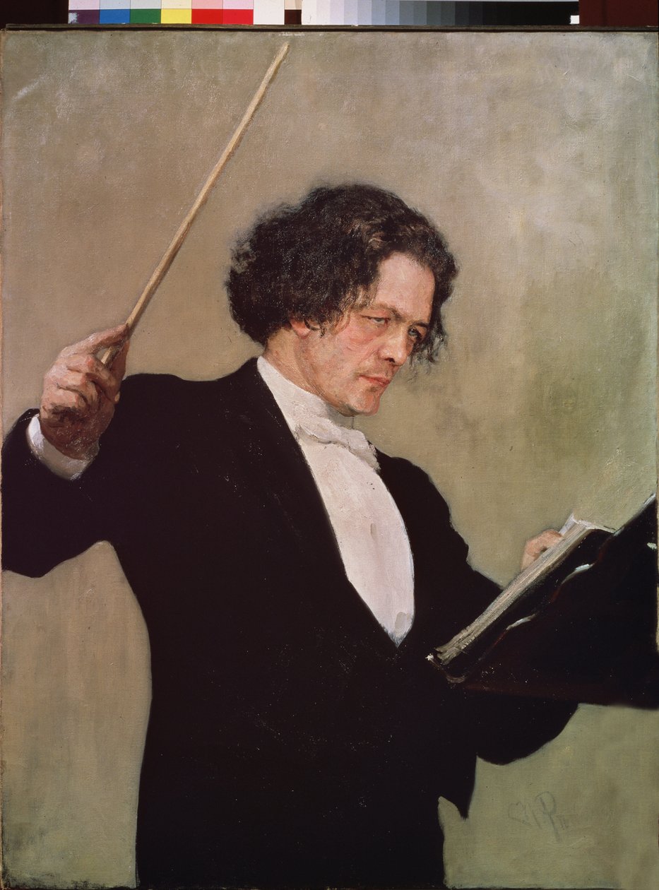 Portrett av komponisten Anton Rubinstein (1829-1894). Maleri av Ilya Yefimovich Repin (Ilia Repin) (1844-1930), olje på lerret av Ilya Efimovich Repin