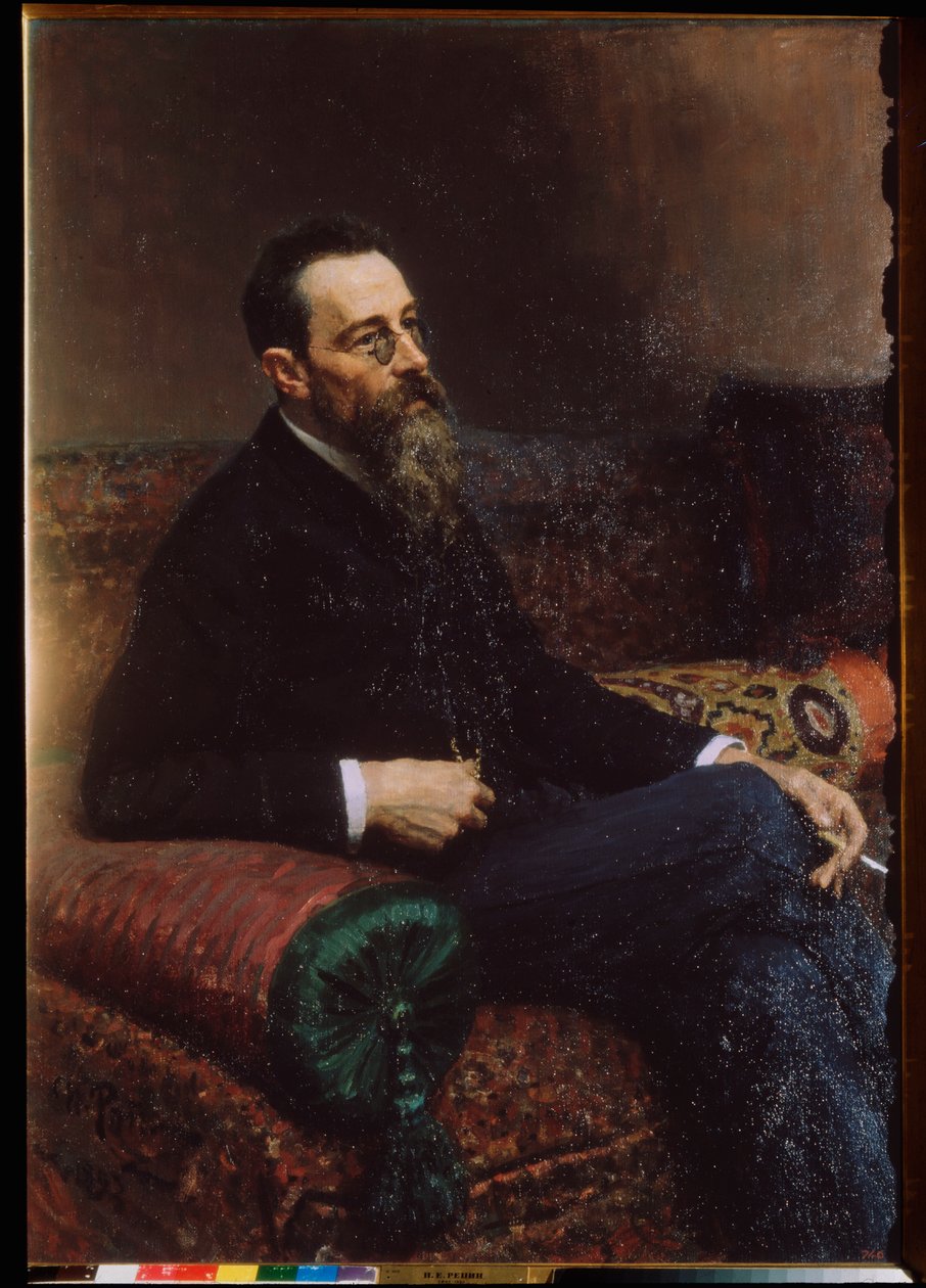 Portrett av komponisten Nicolas (Nikolai) Rimsky Korsakov (Rimsky-Korsakov) (1844-1908). Maleri av Ilya Repin (Ilia Repin) (1844-1930), olje på lerret av Ilya Efimovich Repin