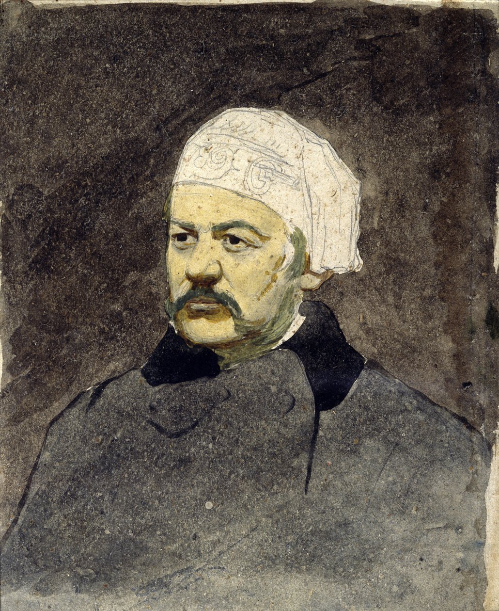 Portrett av den russiske komponisten Mikhail Ivanovitch Glinka (1804-1857) (Michail I. Glinka) - Maleri av Ilya Yefimovich Repin (1844-1930), akvarell på papp (28x23 cm), ca. 1870 - I. Repin Memorial Museum Penates, nær Sankt Petersburg (Russland) av Ilya Efimovich Repin