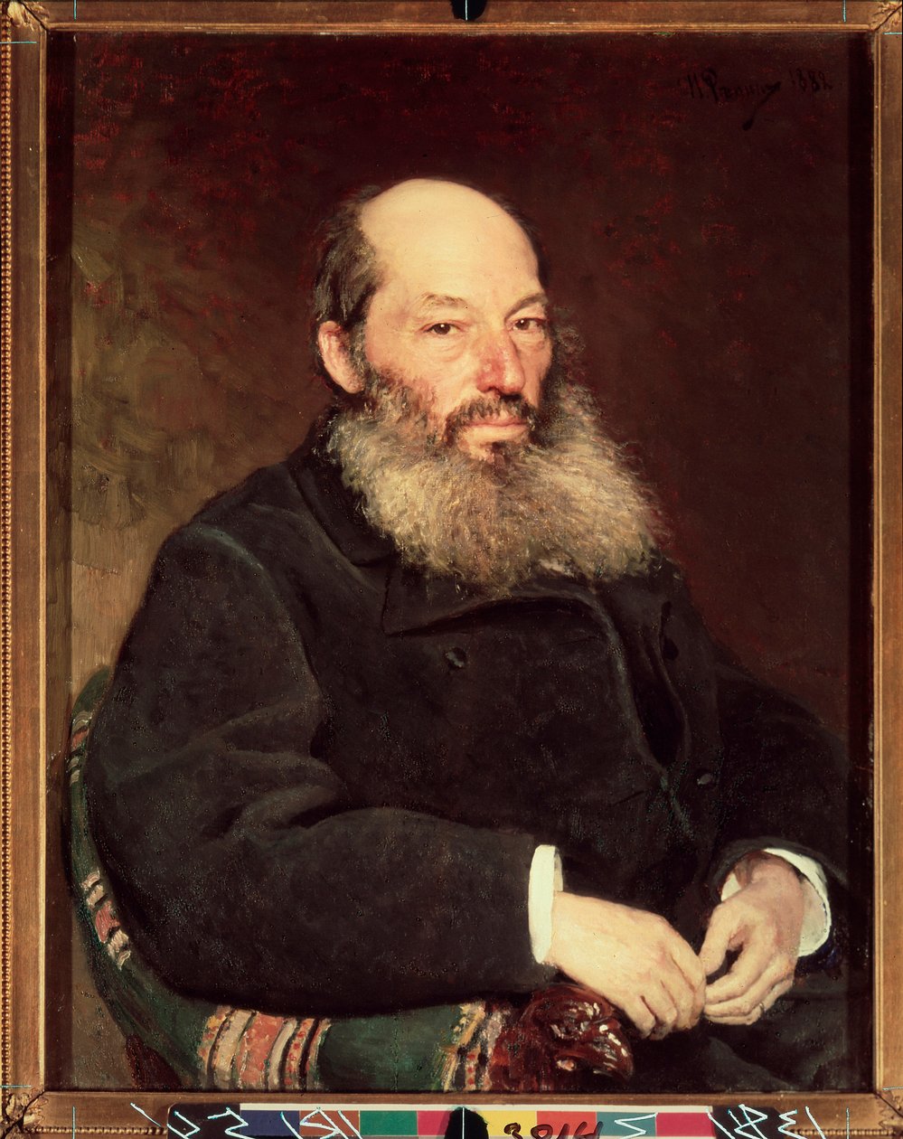 Portrett av poeten Afanasy Afanasievich Fet (Foeth) (Afanassi Afanasievich Chenchine) (1820-1892). Maleri av Ilya Repin (Ilia Repin) (1844-1930), olje på lerret av Ilya Efimovich Repin