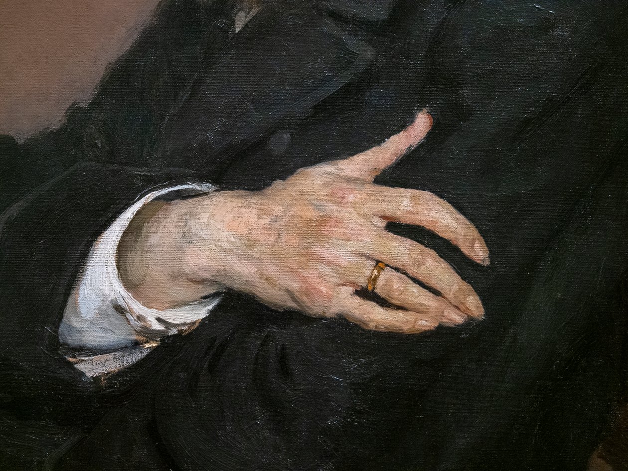 Portrett av Pavel Mikhailovich Tretyakov (detalj) av Ilya Efimovich Repin