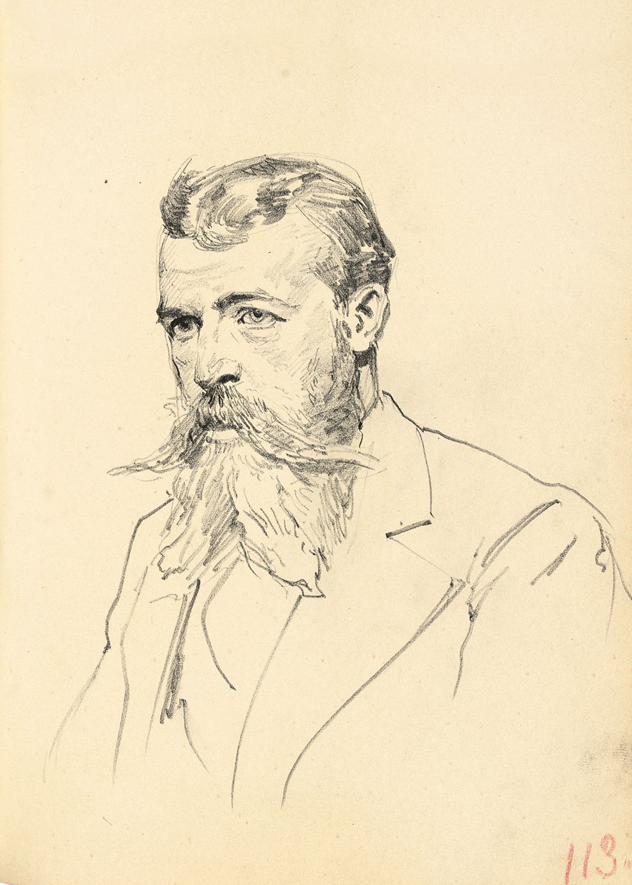 Portrett av en mann med bart og skjegg, ca. 1872-1875 av Ilya Efimovich Repin