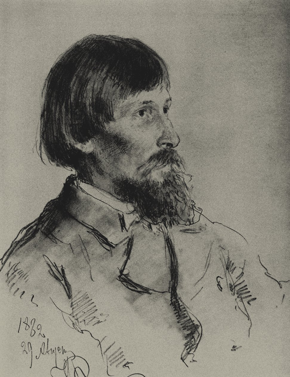 Portrett av kunstneren Viktor Vasnetsov 1848-1926 av Ilya Efimovich Repin