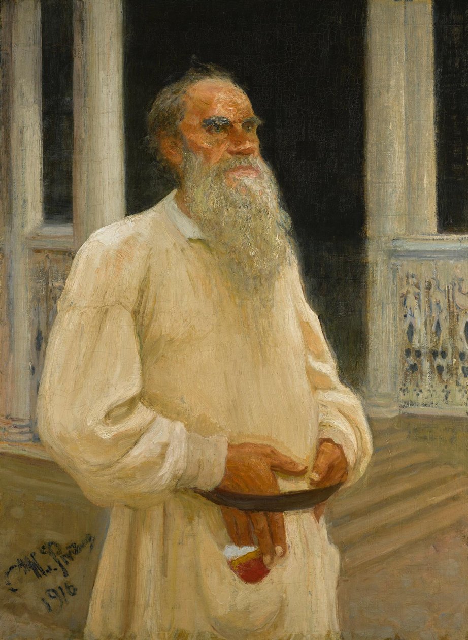 Portrett av forfatteren grev Lev Nikolayevich Tolstoy 1828-1910, 1916. av Ilya Efimovich Repin