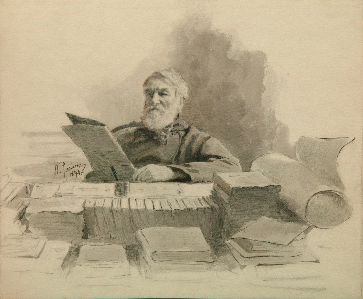 Portrett av forfatteren Dmitry Grigorovich 1822-1899, 1894 av Ilya Efimovich Repin