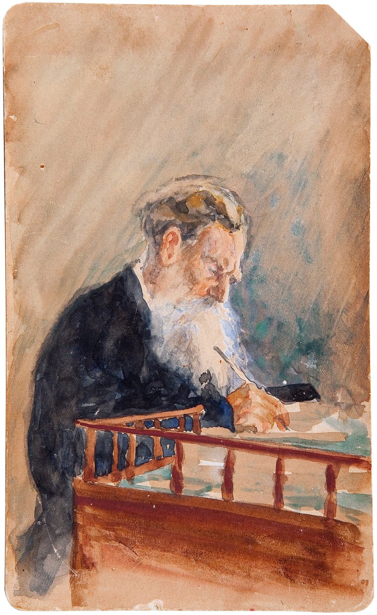 Portrett av forfatteren Leo N. Tolstoy 1828-1910, 1900-tallet av Ilya Efimovich Repin