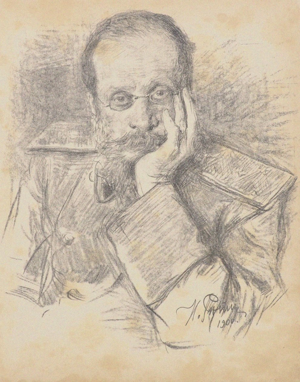 Portrett av komponisten César Antonovich Cui 1835-1918, 1900. av Ilya Efimovich Repin