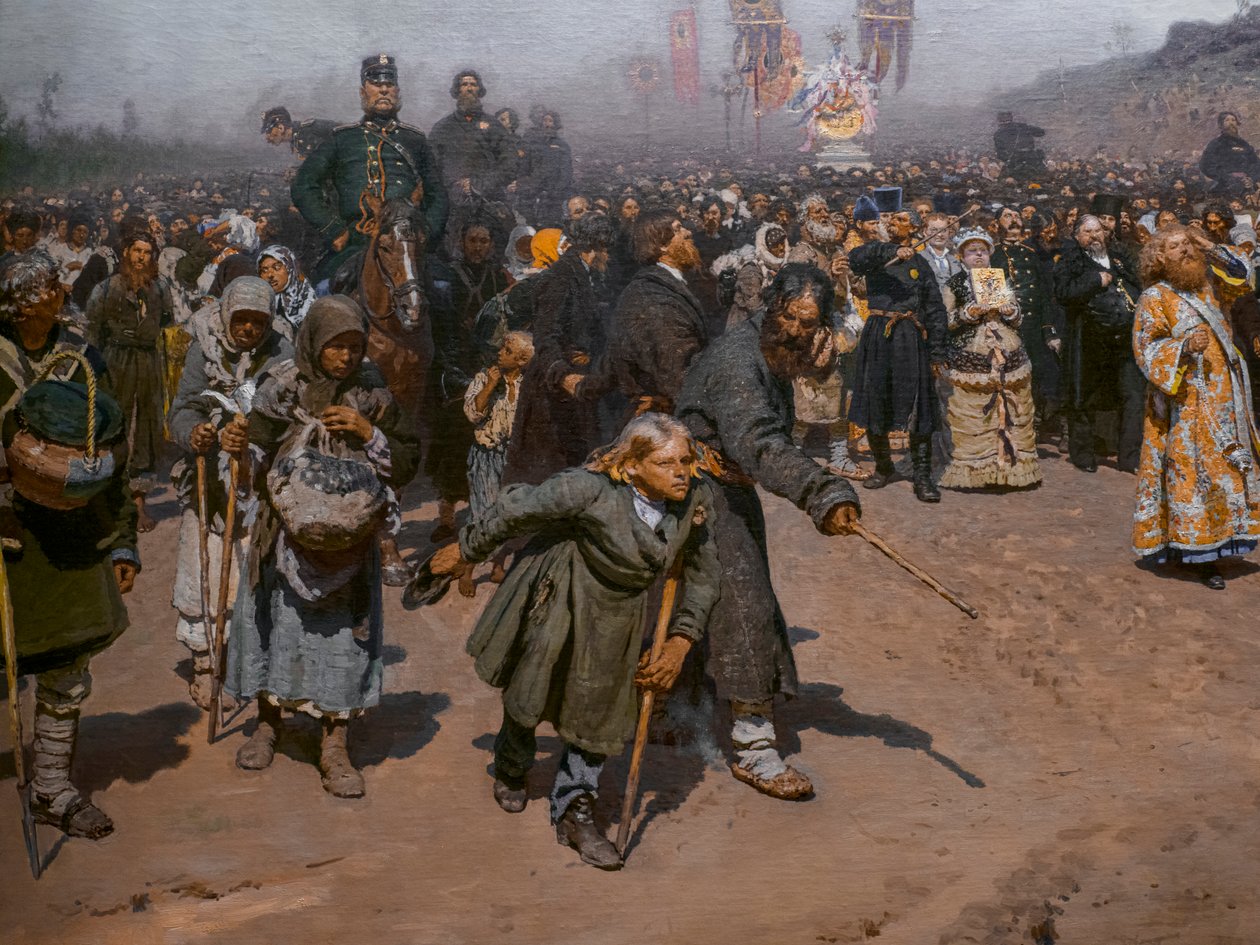 RELIGIØS PROSESJON I KURSK-PROVINSEN (detaljer) av Ilya Efimovich Repin