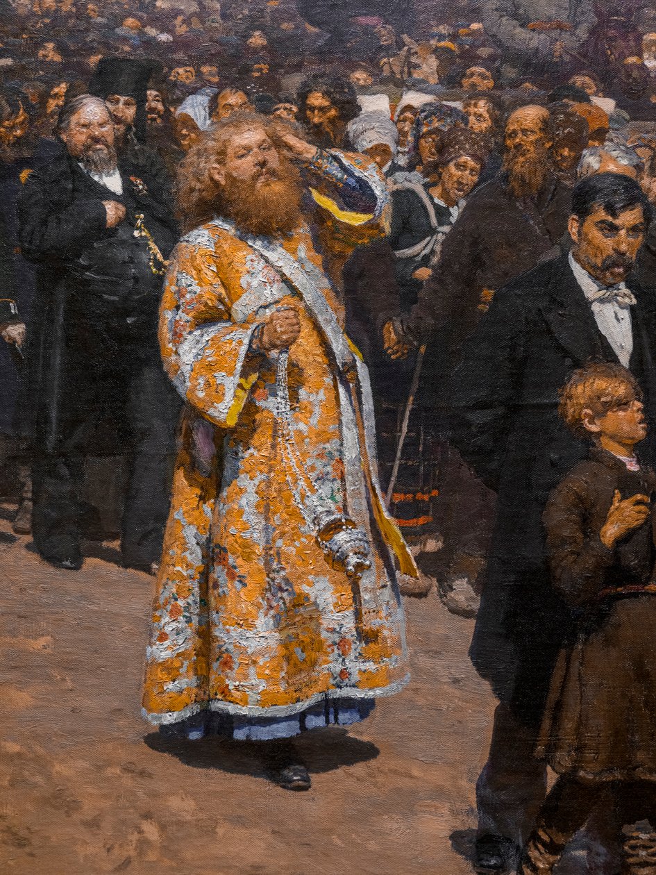 RELIGIØS PROSESJON I KURSK-PROVINSEN (detaljer) av Ilya Efimovich Repin
