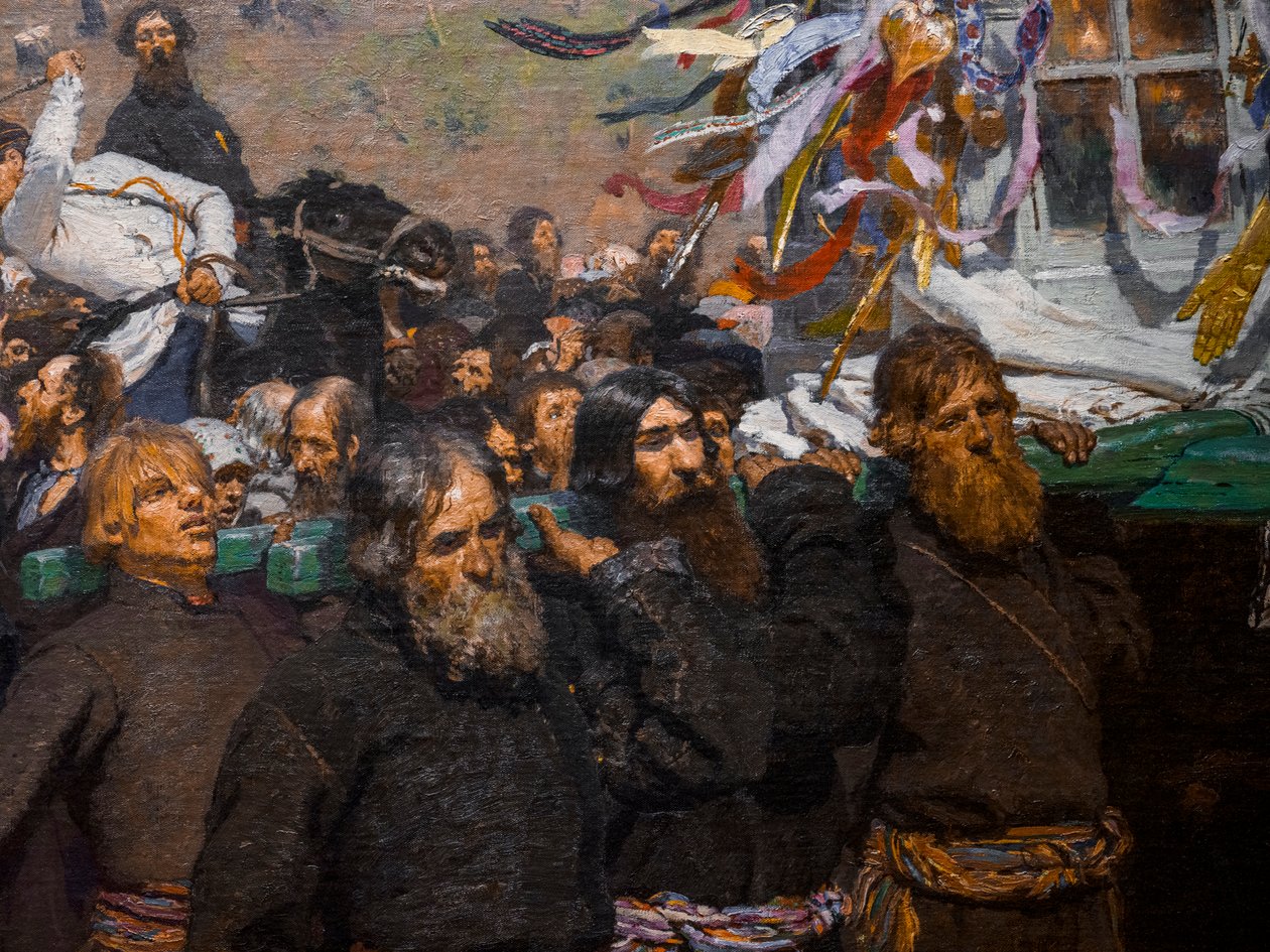 RELIGIØS PROSESJON I KURSK-PROVINSEN (detaljer) av Ilya Efimovich Repin