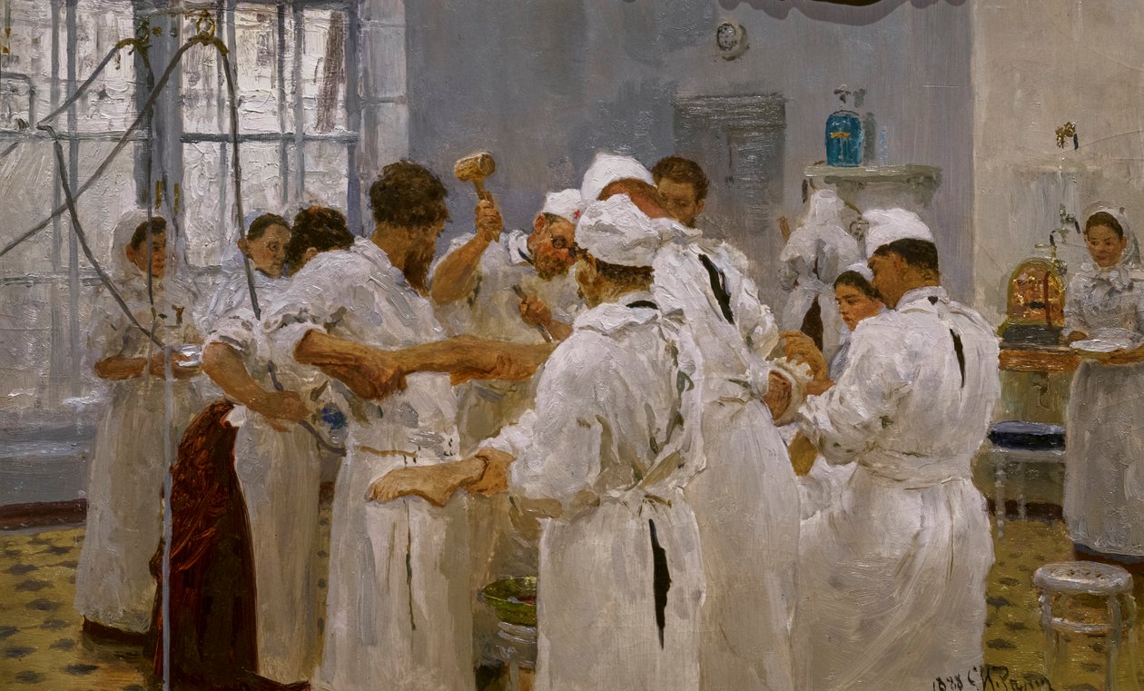 KIRURG EVGUÉNY PAVLOV I OPERASJONSROM av Ilya Efimovich Repin