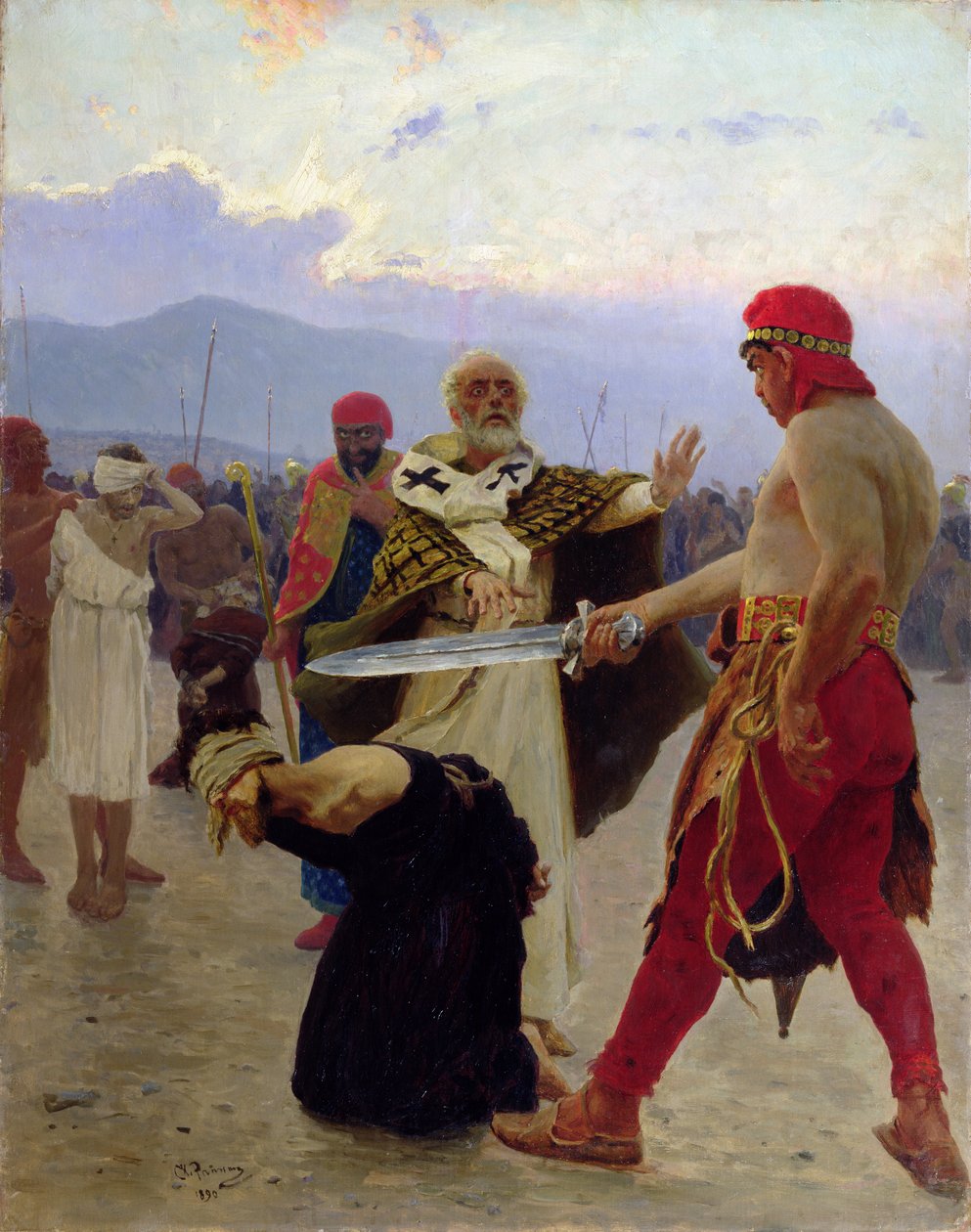 Saint Nicholas of Myra redder tre uskyldige fra døden, 1890 av Ilya Efimovich Repin