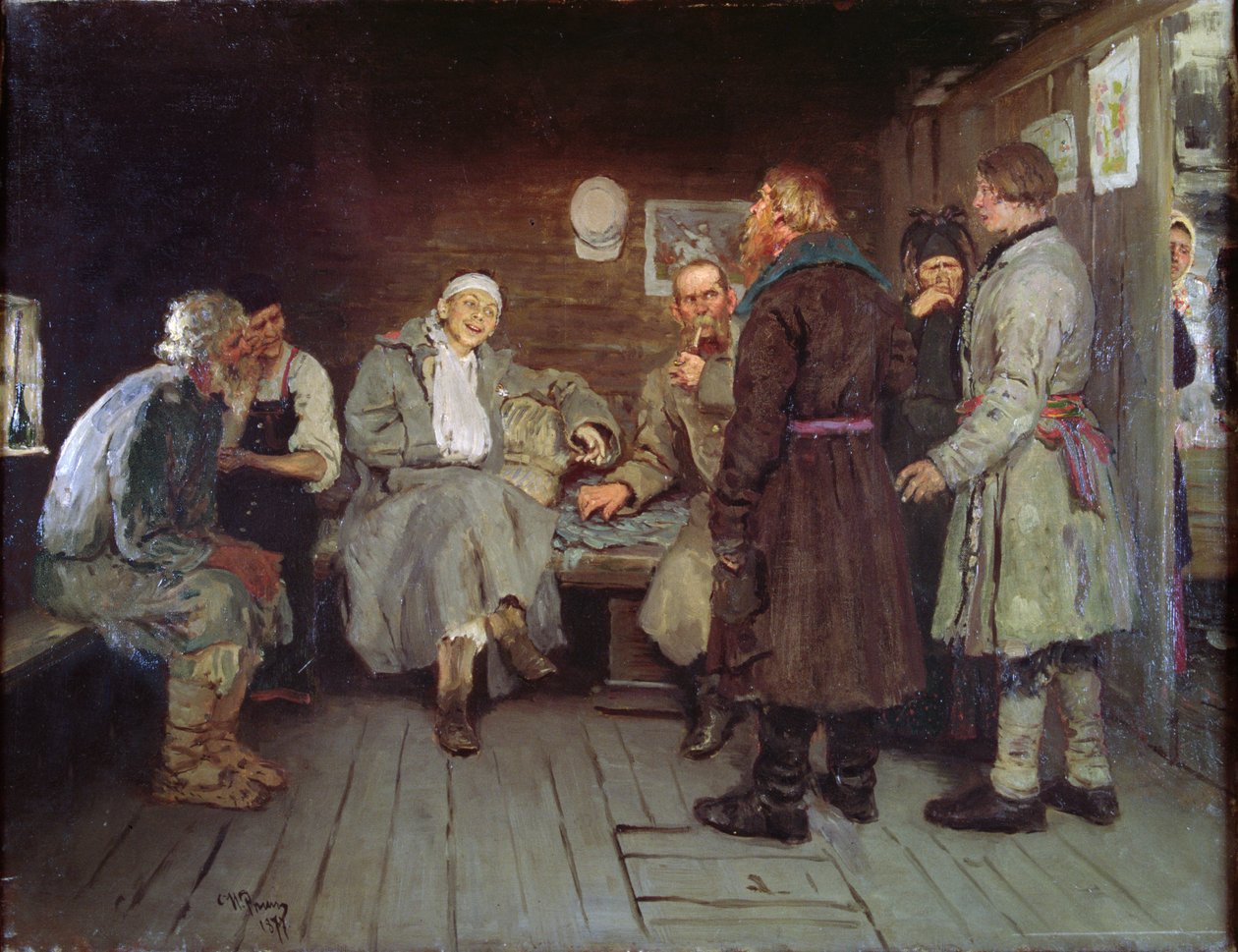 Soldiers Tale, 1877 av Ilya Efimovich Repin