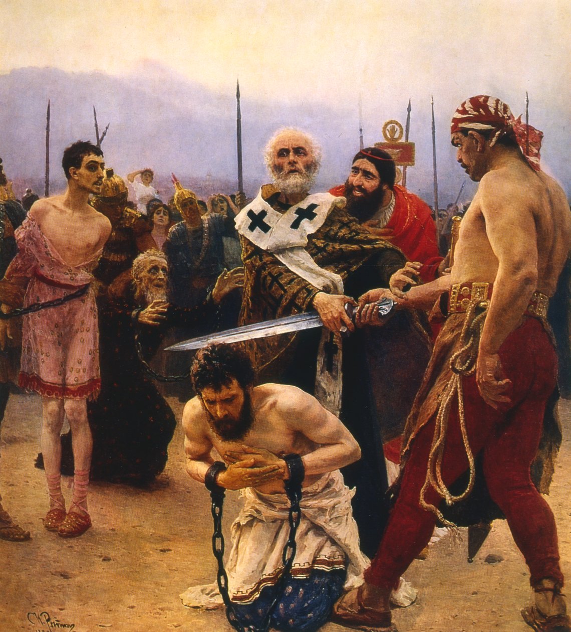 St. Nicholas reddet tre uskyldige fra henrettelse, c1888 av Ilya Efimovich Repin