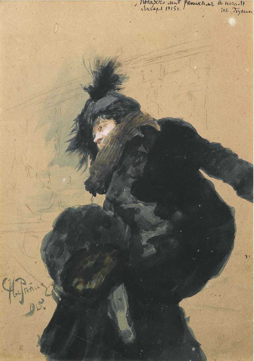 Kvinne i pels, 1915 av Ilya Efimovich Repin