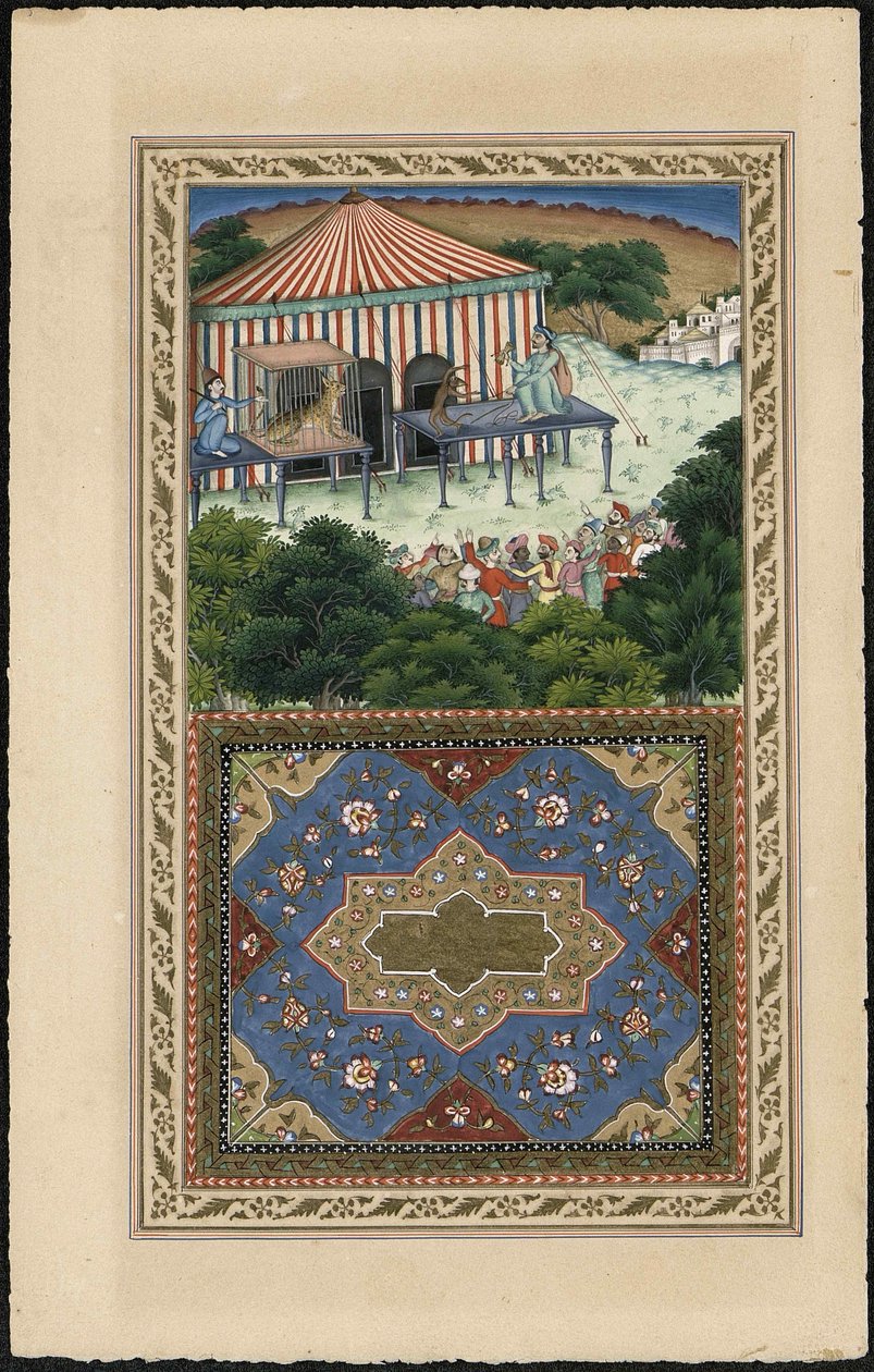 Le Singe et le Leopard Apen og leoparden, 1837-1839. av Imam Bakhsh Lahori