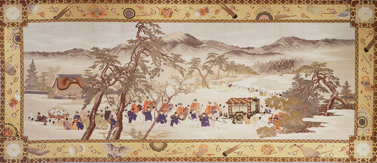 Festival Procession, ca. 1890-93 (silke med metalltråder) av Imao & Yugyo Morizumi (1856 1928) Keinen