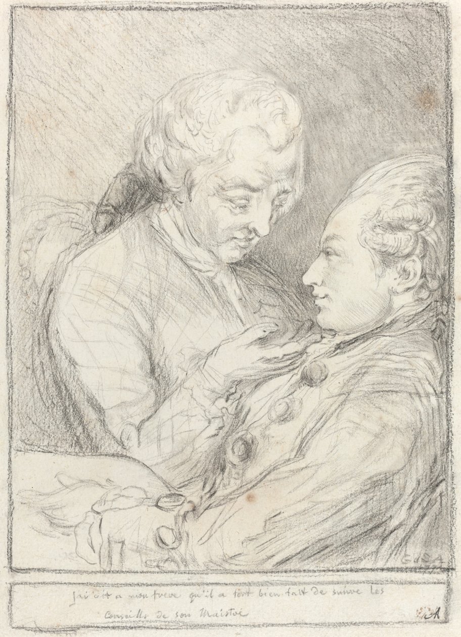 Portrett av kunstneren med hans yngre bror, Augustin Saint-Aubin av Imitator of Gabriel Jacques de Saint Aubin