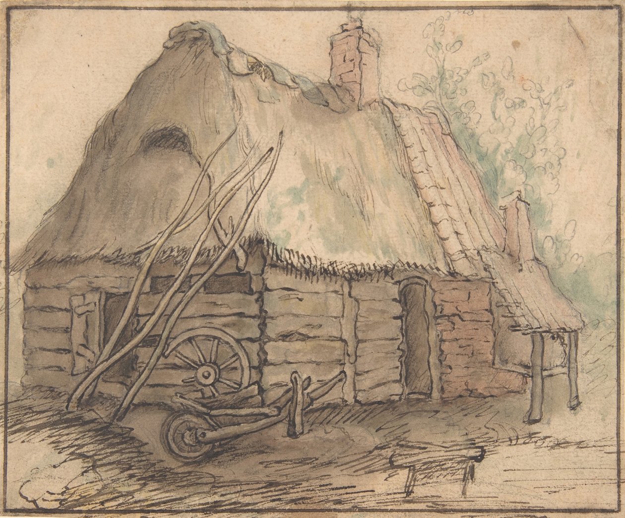 En gårdsbygning, slutten av 1500- og midten av 1600-tallet. av In the manner of Abraham Bloemaert.